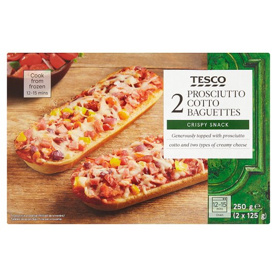 Tesco Bagietka pszenna z szynką i serem 250 g (2 x 125 g)