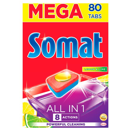 Somat All in 1 Lemon & Lime Tabletki do mycia naczyń w zmywarkach 1440 g (80 sztuk)