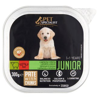 Tesco Pet Specialist Premium Karma dla młodych psów pasztet z jagnięciną i cielęciną 300 g