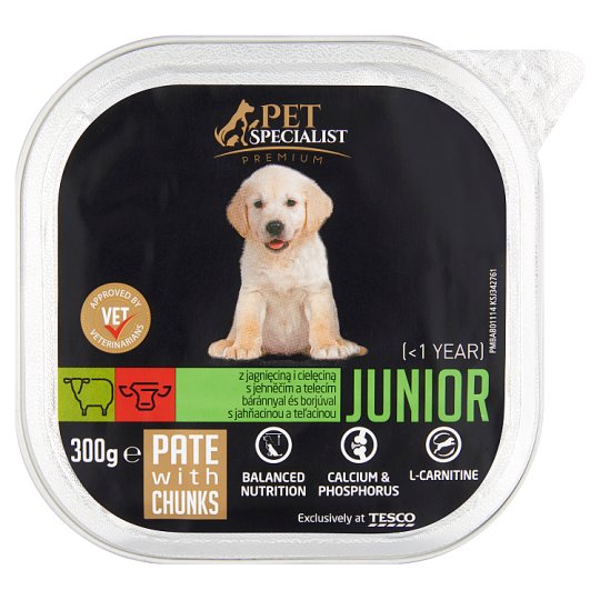Tesco Pet Specialist Premium Karma dla młodych psów pasztet z jagnięciną i cielęciną 300 g