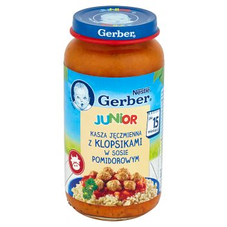 Gerber Junior Kasza jęczmienna z klopsikami w sosie pomidorowym po 15 miesiącu 250 g