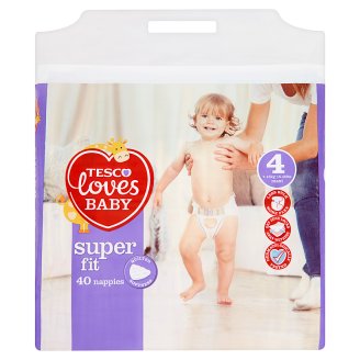 Tesco Loves Baby Super Fit Pieluszki jednorazowe 4 maxi 7-18 kg 40 sztuk