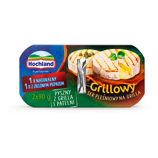 Hochland Grillowy Natural and Green Pepper Camembert Cheese 180 g (2 x 90 g)