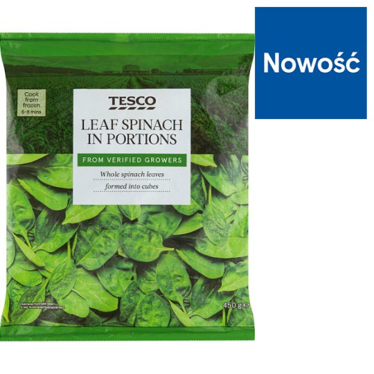 Tesco Leaf Spinach in Portions 450 g