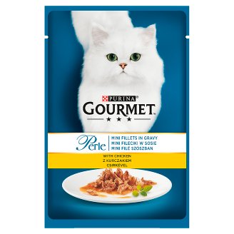 Gourmet Perle Pełnoporcjowa karma dla kotów mini fileciki w sosie z kurczakiem 85 g