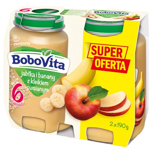 BoboVita Jabłka i banany z kleikiem owsianym po 6 miesiącu 2 x 190 g