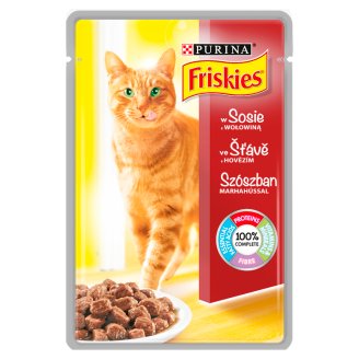 Friskies w sosie z wołowiną Pełnoporcjowa karma dla dorosłych kotów 100 g
