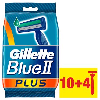 Gillette Blue II Plus Chromium Jednorazowe Maszynki Do Golenia Dla Mężczyzn, 10+4 sztuk