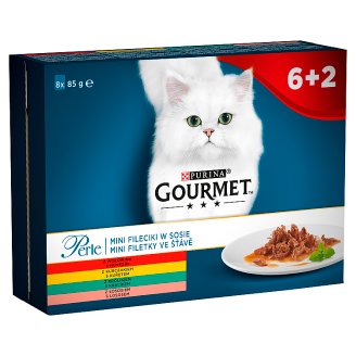 Gourmet Perle Pełnoporcjowa karma dla dorosłych kotów mini fileciki w sosie 680 g (8 x 85 g)