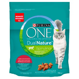 PURINA ONE Dual Nature Spirulina Pełnoporcjowa karma dla dorosłych kotów bogata w wołowinę 750 g