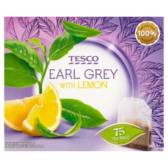 Tesco Herbata czarna Earl Grey o smaku cytrynowym 131,25 g (75 torebek)