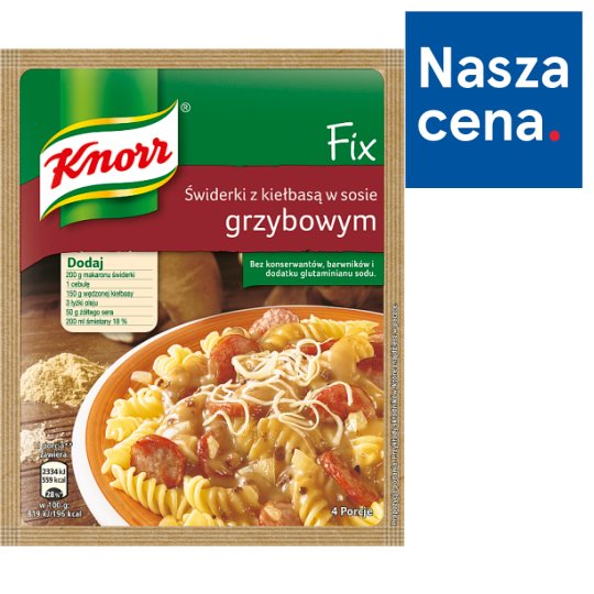 Knorr Fix świderki z kiełbasą w sosie grzybowym 36 g