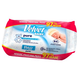 Velvet Baby Pure Chusteczki nawilżane dla dzieci i niemowląt 64 sztuki