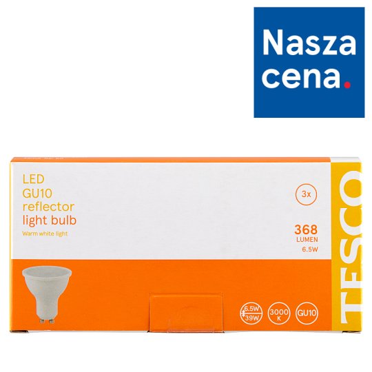 Tesco Żarówka LED 6,5 W (39 W) GU10 ciepłe białe światło 3 sztuki