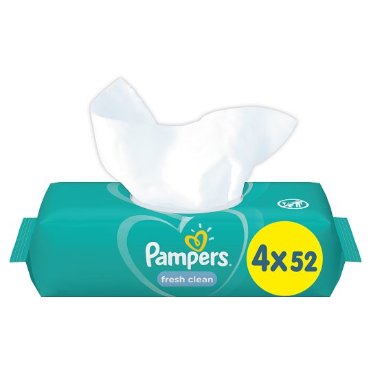 Pampers Fresh Clean Chusteczki nawilżane dla niemowląt 4 opakowania = 208 chusteczek nawilżanych