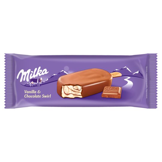 Milka Lody waniliowe z preparatem z czekolady mlecznej w czekoladzie mlecznej 100 ml
