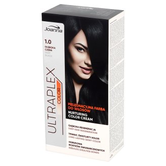 Joanna Ultrapex Color Pielęgnacyjna farba do włosów Głęboka czerń 1.0