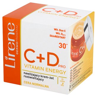Lirene C+D pro Vitamin Energy 30+ Nawilżający krem-żel rozświetlający na dzień i na noc 50 ml