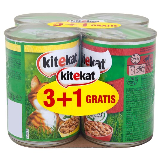 Kitekat z kurczakiem w sosie i z wołowiną w sosie Karma pełnoporcjowa 4 x 400 g