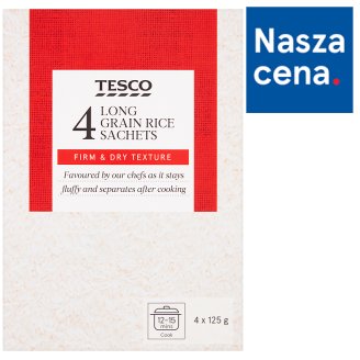 Tesco Ryż długoziarnisty biały 500 g (4 torebki)