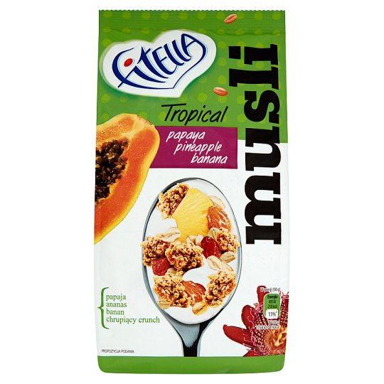 Fitella Musli chrupkie tropikalne z papają ananasem i bananem 300 g