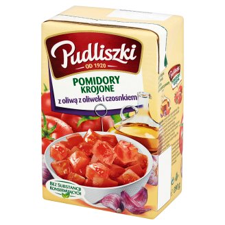 Pudliszki Pomidory krojone z oliwą z oliwek i czosnkiem 390 g