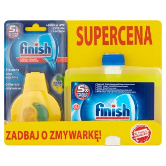 Finish 5x Power Actions Odświeżacz do zmywarki 4 ml i Płyn do czyszczenia zmywarki cytrynowy 250 ml