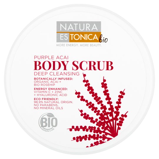 Natura Estonica Bio Scrub do ciała głęboko oczyszczający Purpurowe jagody acai 300 ml