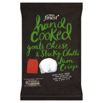 Tesco Finest Chipsy ziemniaczane o smaku sera koziego i dżemu z papryki chili 150 g