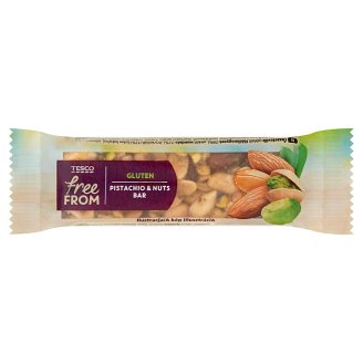 Tesco Free From Baton z prażonych orzeszków ziemnych migdałów i pistacji oblany czekoladą 35 g