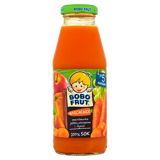 Bobo Frut Marchewek 100% Sok marchewka jabłko winogrona i dynia po 5 miesiącu 300 ml