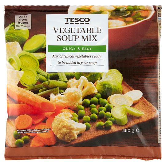 Tesco Mieszanka warzywna do przygotowania zupy jarzynowej 450 g