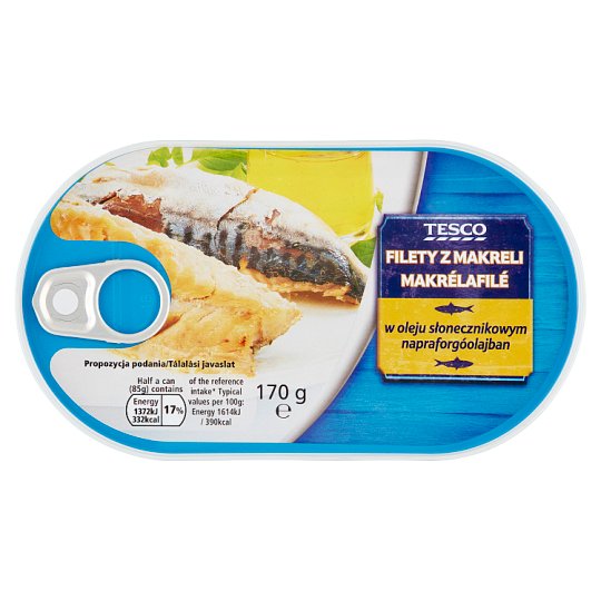 Tesco Filety z makreli w oleju słonecznikowym 170 g