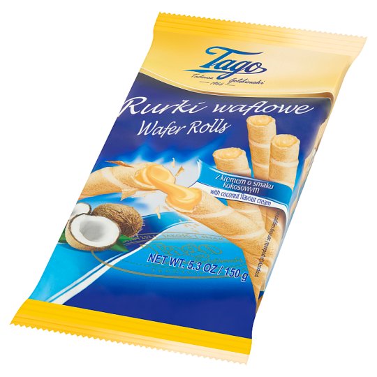 Tago Rurki waflowe z kremem o smaku kokosowym 150 g