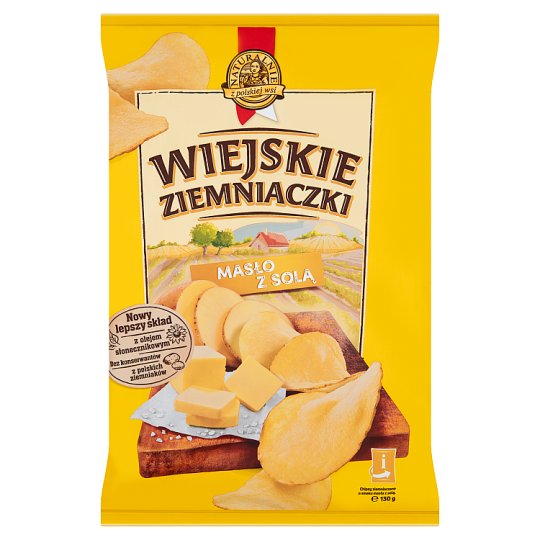Wiejskie Ziemniaczki Chipsy ziemniaczane o smaku masła z solą 130 g