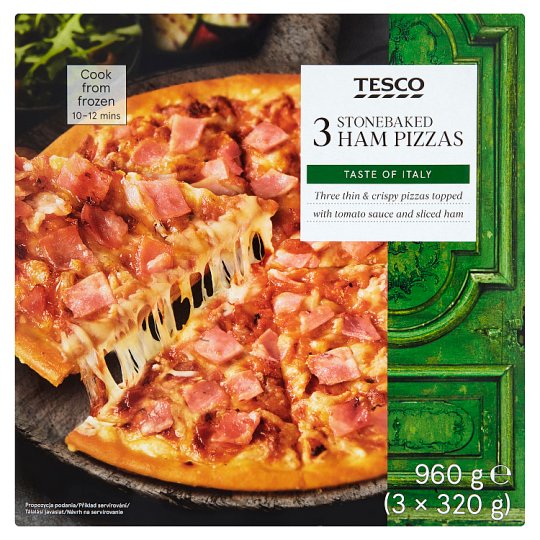 Tesco Stonebaked 3 Ham Pizza 960 g (3 x 320 g)