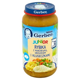 Gerber Junior Rybka z marchewką groszkiem i kluseczkami po 12 miesiącu 250 g
