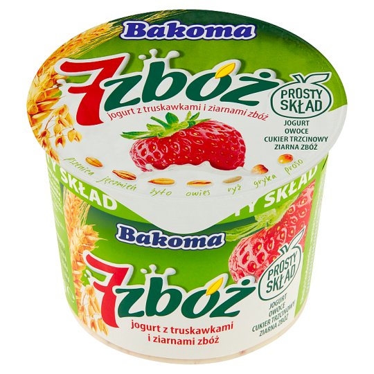 Bakoma 7 zbóż Jogurt z truskawkami i ziarnami zbóż 300 g