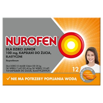 Nurofen dla dzieci Junior Kapsułki do żucia elastyczne 12 kapsułek