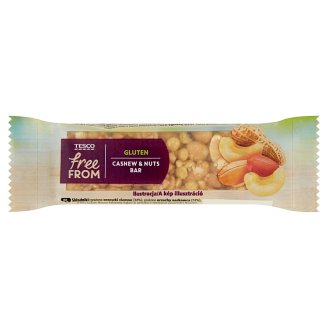 Tesco Free From Baton z prażonych orzeszków ziemnych orzechów nerkowca oblany czekoladą 35 g