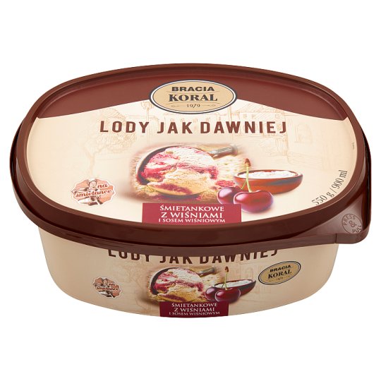 Bracia Koral Lody jak dawniej Śmietankowe z wiśniami i sosem wiśniowym 900 ml