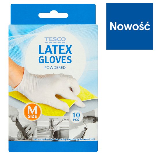 Tesco Rękawice lateksowe rozmiar M 10 sztuk