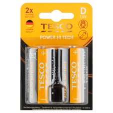 Tesco Power Hi Tech Alkaline Batteries D 2 pcs