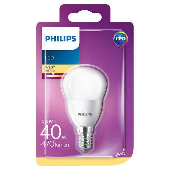 Philips LED žiarovka kvapka 5,5 W (40 W) E14 teplá biela