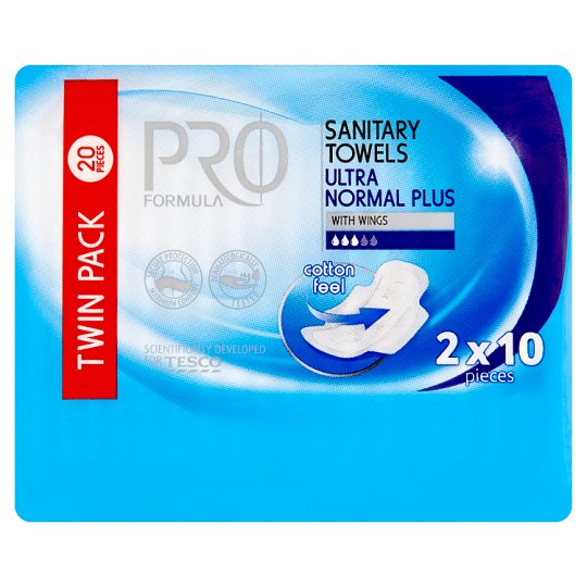 Tesco Pro Formula Normal plus dámske hygienické vložky s krídelkami 2 x 10 ks