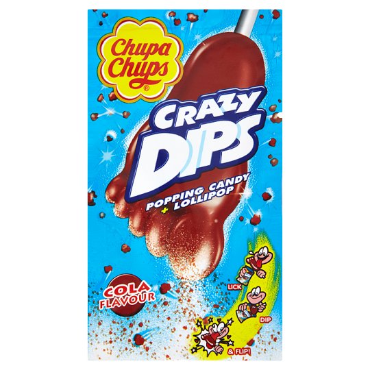 Chupa Chups Crazy Dips Popping Candy Lollipop with Lemon and Cola