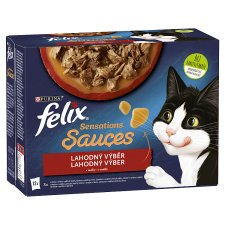 FELIX Sensation sauces výber v omáčkach - s morkou, s kačicou, s jahňacím, s hovädzím 12 x 85 g