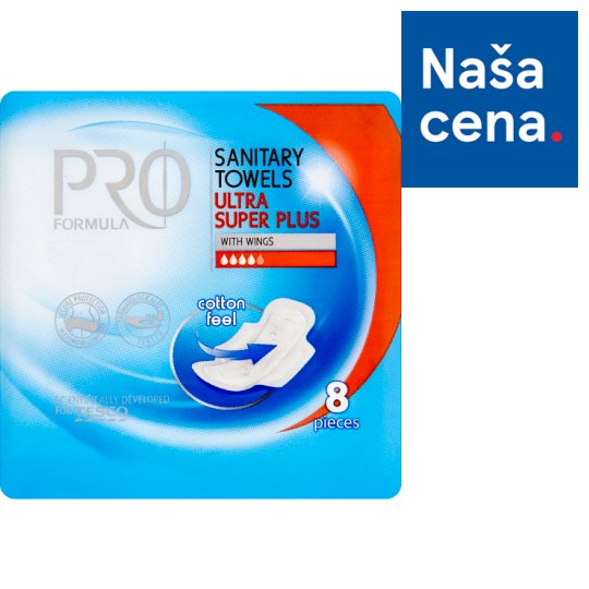 Tesco Pro Formula Super plus dámske hygienické vložky s krídelkami 8 ks