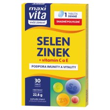 MaxiVita Vaše Zdraví Selén + zinok + vitamín C a E 30 tabliet 22,8 g