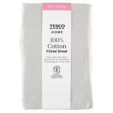 Tesco Home Grey Cotton Fitted Sheet 140 x 200 cm